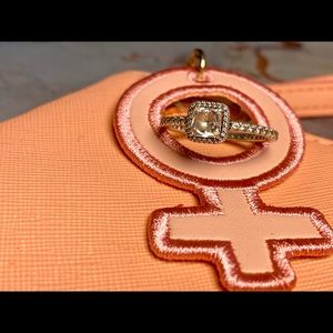 Authentic Pandora Square Halo Ring & Necklace Set